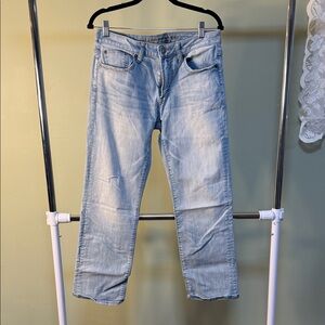 American Eagle Outfitters Men's Faded Blue Straight Jeans